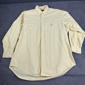 Ralph Lauren Men's 17.5-34 Yarmouth Yellow Oxford Button Up Long Sleeve Shirt